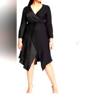 Cushnie Elegant Black Wrap Dress Sz. 18 New with‎ Tags
